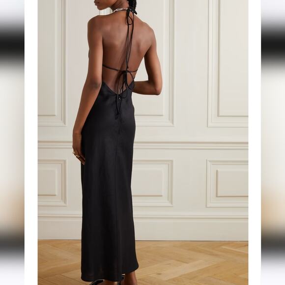 Reformation Black Open Back Linen Selia Maxi Dress XL - Picture 12 of 12